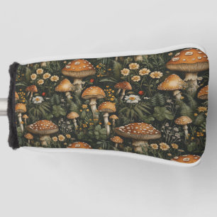 Vintage Mushroom Garden Seamless Pattern Golf Head Cover