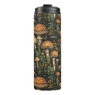 Vintage Mushroom Garden Seamless Pattern Thermal Tumbler