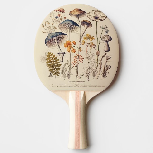 Vintage Mushroom Naturalist Ping Pong Paddle (Front)