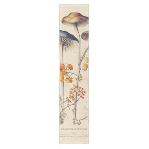 Vintage Mushroom Naturalist Short Table Runner