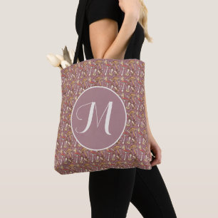 Vintage Mushroom pattern and personalised Tote Bag