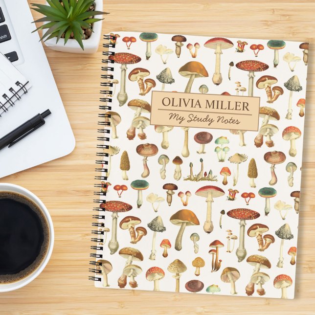 Vintage Mushroom Pattern Notebook (In situ)