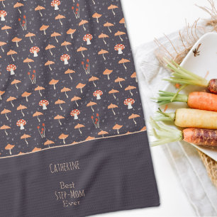 Vintage Mushroom Personalised  Tea Towel
