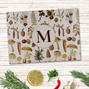 Vintage Mushroom Pine Forest Nature Pattern Cutting Board