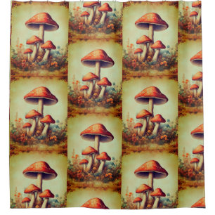 Vintage Mushroom Shower Curtain