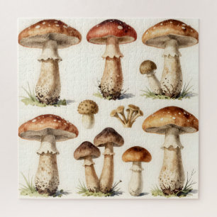 Vintage Mushroom Toadstool Botanical Fungi Jigsaw Puzzle