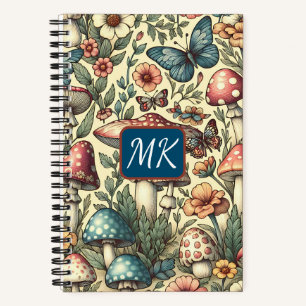 Vintage Mushrooms, Butterflies and Flowers Notebook