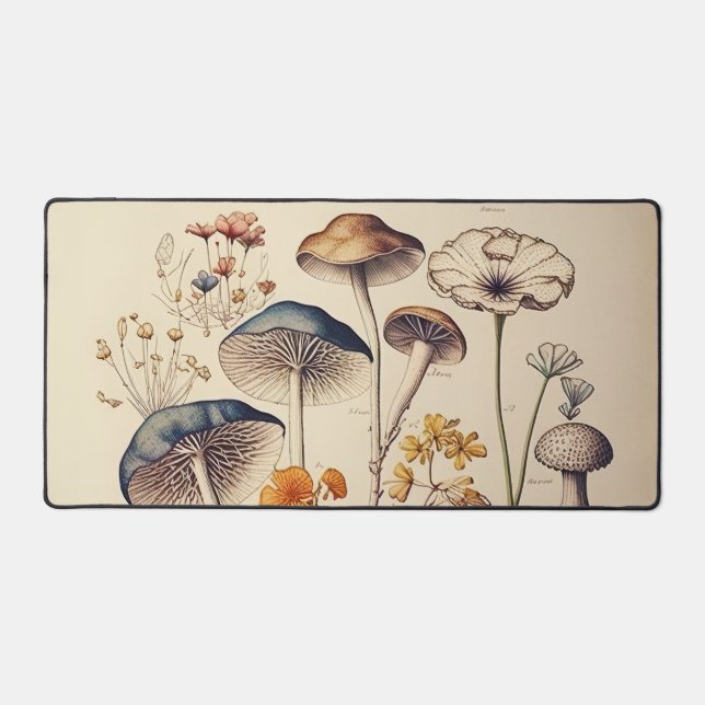 Vintage Mushrooms Desk Mat (Front)