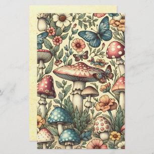 Vintage Mushrooms, Flowers, Butterflies Scrapbook