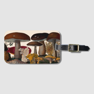 Vintage mushrooms illustration luggage tag