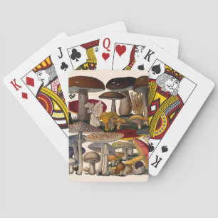 Vintage mushrooms illustration playing cards