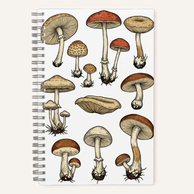 Vintage Mushrooms Notebook (Front)