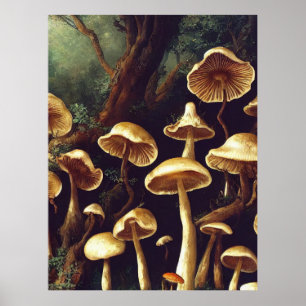 Vintage Mushrooms Poster