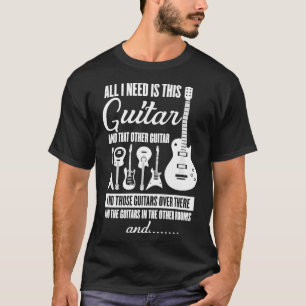 Vintage Music All I Need Funny Guitar Instrument G T-Shirt