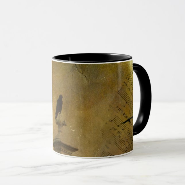 Vintage Music And Crows Mug (Front Right)