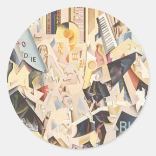 Vintage Music, Art Deco Jazz, Rhapsody in Blue Classic Round Sticker