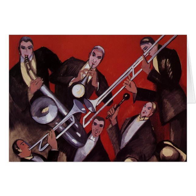 Vintage Music, Art Deco Musical Jazz Band Jamming (Front Horizontal)