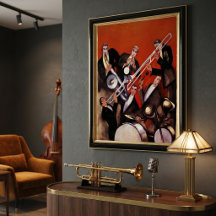 Vintage Music, Art Deco Musical Jazz Band Jamming