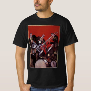 Vintage Music, Art Deco Musical Jazz Band Jamming T-Shirt
