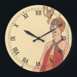 Vintage Music, Art Deco Pianist Musician Singer Large Clock<br><div class="desc">Vintage illustration art deco fine art musical design with a pianist playing the piano and a singer about to sing and perform with music. The women are wearing classical 20's flapper dress fashionable attire. Incantation by George Barbier. 1922</div>