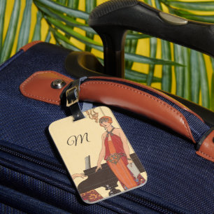 Vintage Music, Art Deco Pianist Musician Singer Luggage Tag