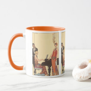 Vintage Music, Art Deco Pianist Musician Singer Mug