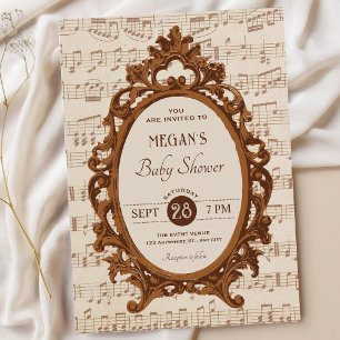Vintage music baroque baby shower invitation