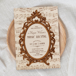 Vintage music baroque recital  invitation