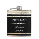 Vintage Music Black BEST MAN Wedding Flask