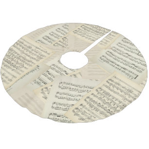 Vintage Music Composition Collage Christmas Brushed Polyester Tree Skirt