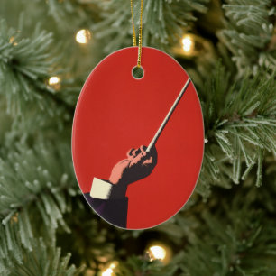 Vintage Music, Conductor's Hand Holding a Baton Ceramic Ornament