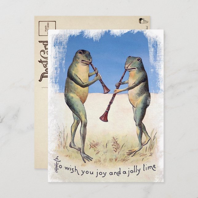 Vintage Music Frogs Christmas Postcard  (Front/Back)
