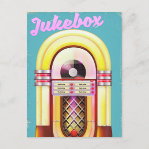 Vintage Music Jukebox Postcard