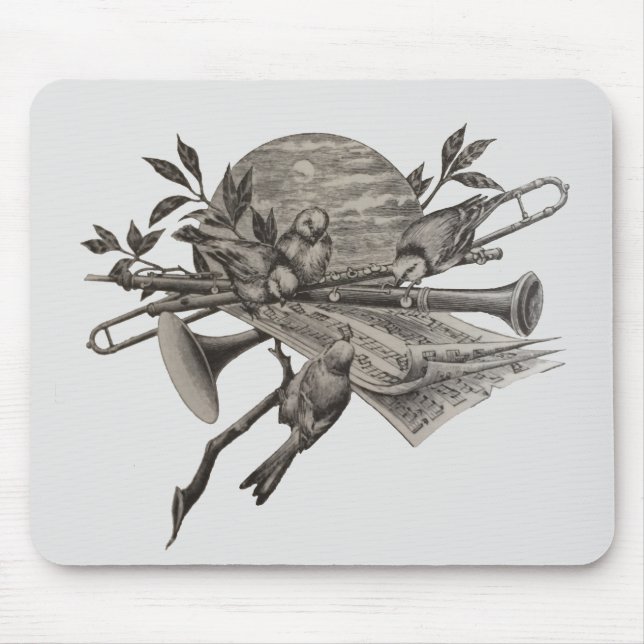 Vintage Music Lover Musical Band Instruments Mouse Pad (Front)