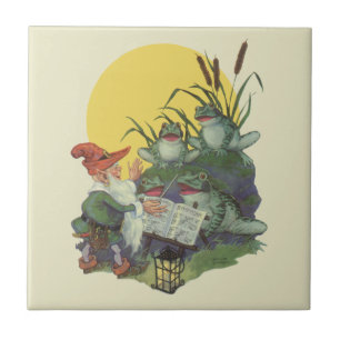 Vintage Music Magazine Cover Art, Etude Frog Choir Ceramic Tile