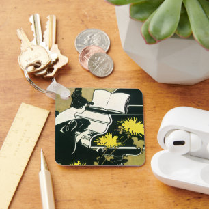 Vintage Music, Miss Traumerei Playing Piano, Reed Key Ring