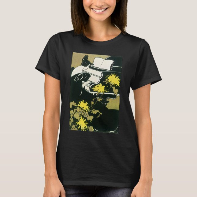 Vintage Music, Miss Traumerei Playing Piano, Reed T-Shirt (Front)
