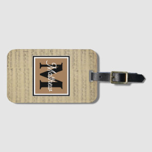 Vintage Music note Musician Monogram Luggage Tag