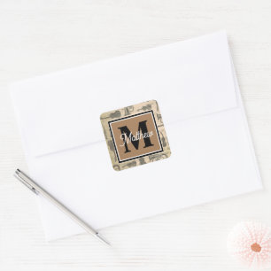 Vintage Music note Musician Monogram Square Sticker