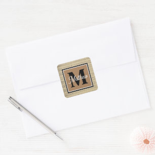 Vintage Music note Musician Monogram Square Sticker