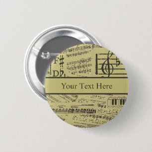 vintage music Note Pattern Music Theme musician   6 Cm Round Badge