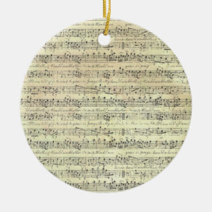 Vintage Music Note Pattern Music Theme Musician  Ceramic Ornament