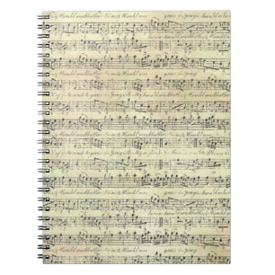 Vintage Music Note Pattern Music Theme Musician  Notebook