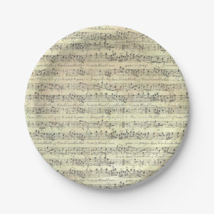 Vintage Music Note Pattern Music Theme Musician  Paper Plate