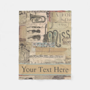 vintage music Note tuba guitar violin Music Theme  Fleece Blanket