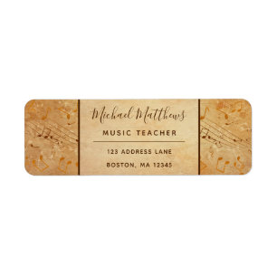 Vintage Music Notes Elegant Musical Address Return Address Label