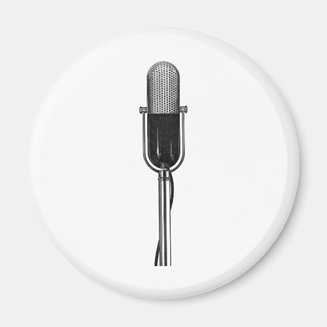 Vintage Music, Old Fashioned Retro Microphone Magnet (Front)