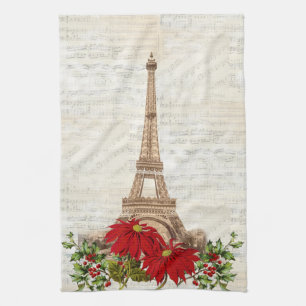 Vintage Music Paris Christmas Kitchen Towel