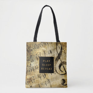 Vintage Music Partiture Tote Bag