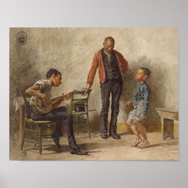 Vintage Music Print Dancing Lesson Banjo Musician (Front)
